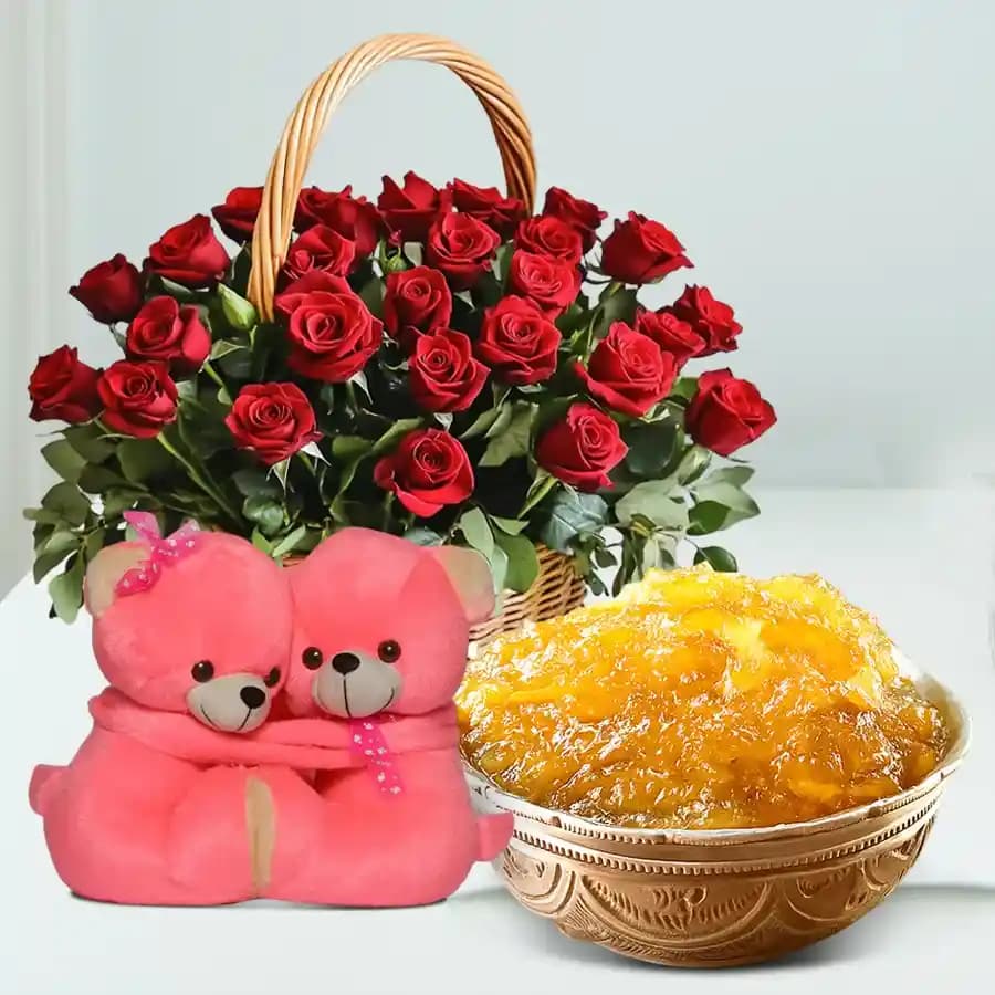 Romantic Red Roses & Sweet Delights