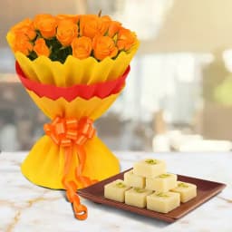 Stunning Roses N Indulgent Kalakand Duo 1