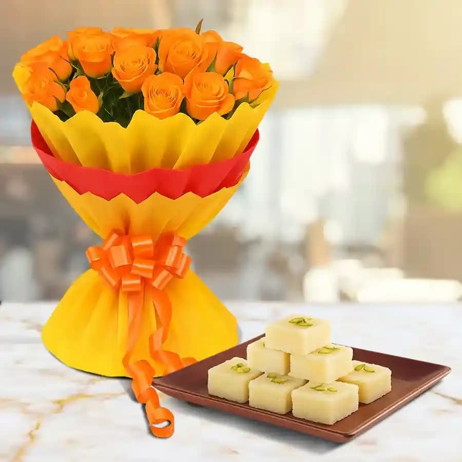 Stunning Roses N Indulgent Kalakand Duo