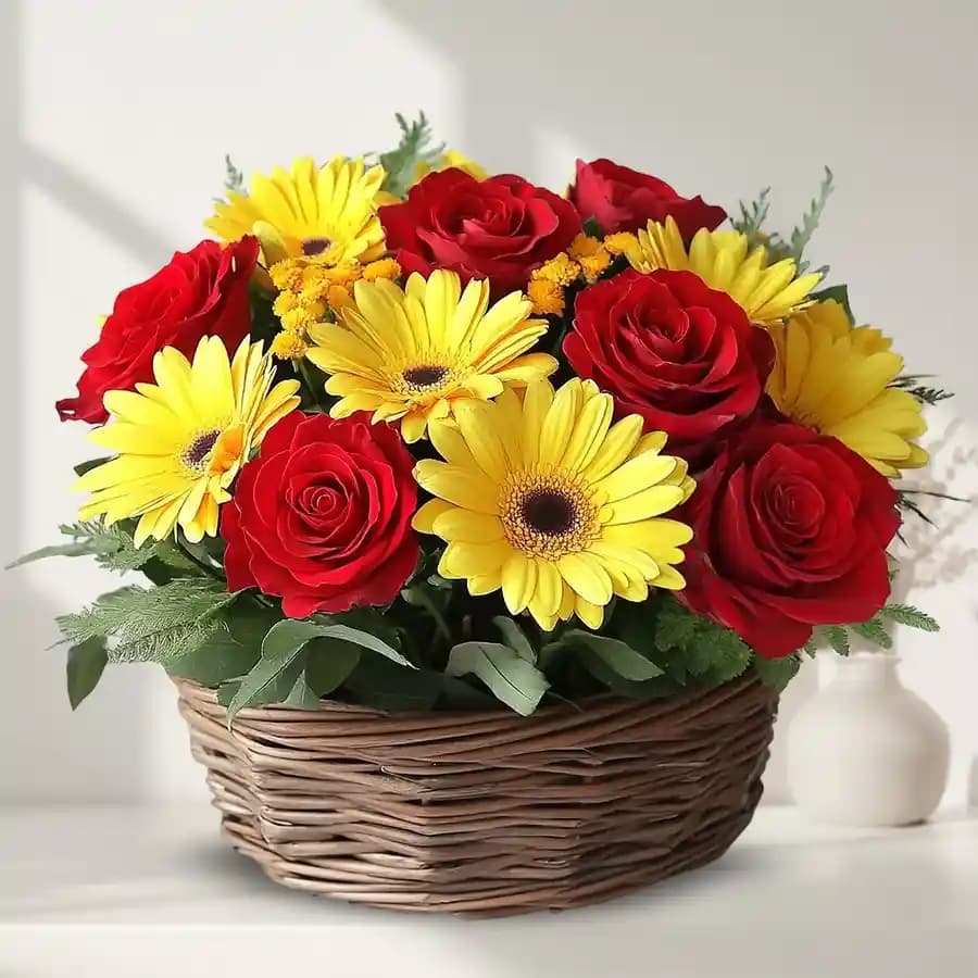 7 Roses and 8 Gerberas Designer Arrangement