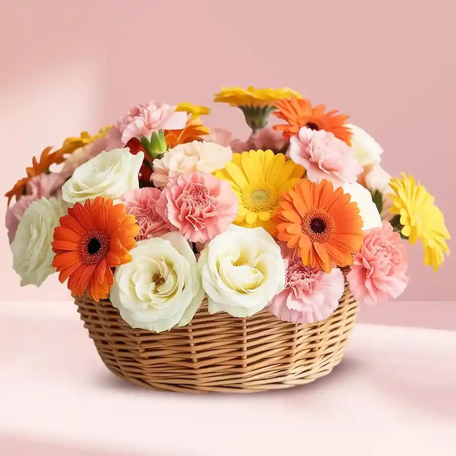 Exquisite Basket of Seasonal Flowers