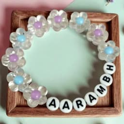 Customized Floral Beads Name Rakhi for Kids 1