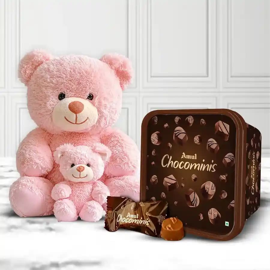 Charming Birthday Surprise: Soft Toy & Amul Chocolates