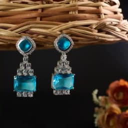 Radiant Azure Gemstone Dangle Earrings 1