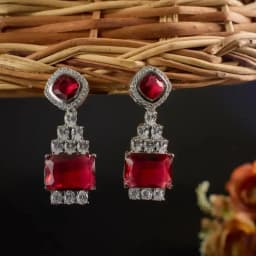 Elegant Ruby and Diamond Drop Earrings 1