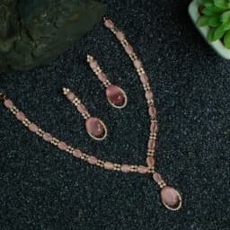 Chic Oval Gemstone Necklace Set 1
