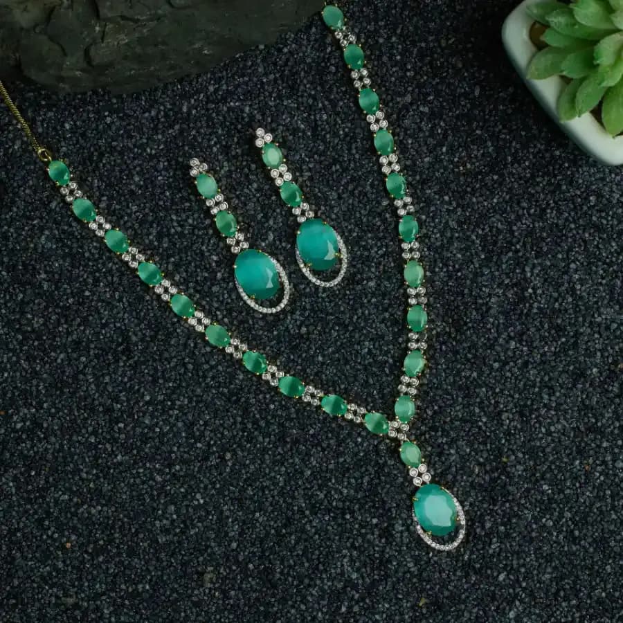 Radiant Sea-Green Elegance Necklace Set