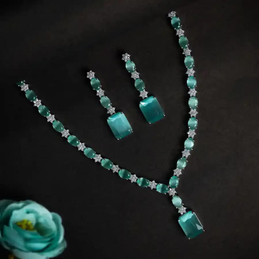 Luminous Aqua Elegance Jewelry Set