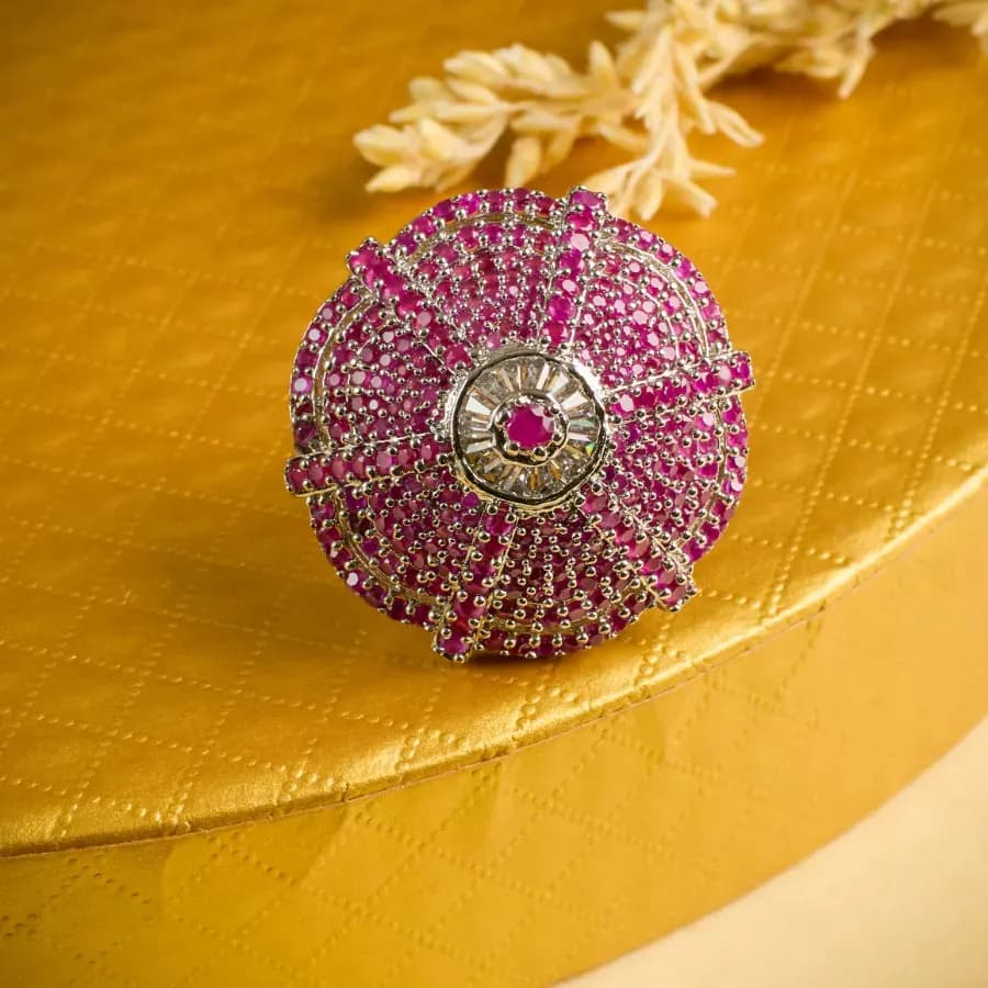 Radiant Pink Gemstone Ring