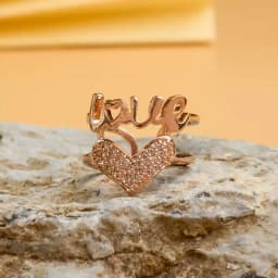 Rose Gold Heart Charm Ring 1