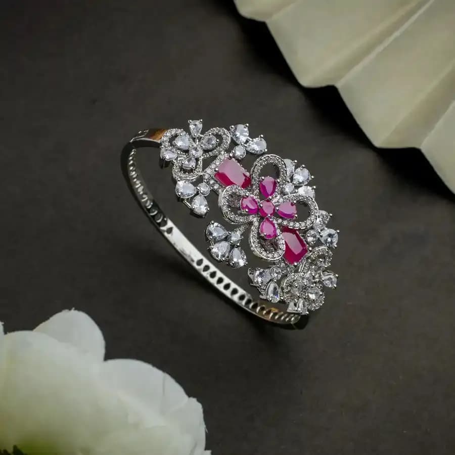 Ruby Blossom Charm Bracelet