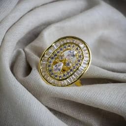 Chic Cubic Zirconia Gold Oval Ring 1