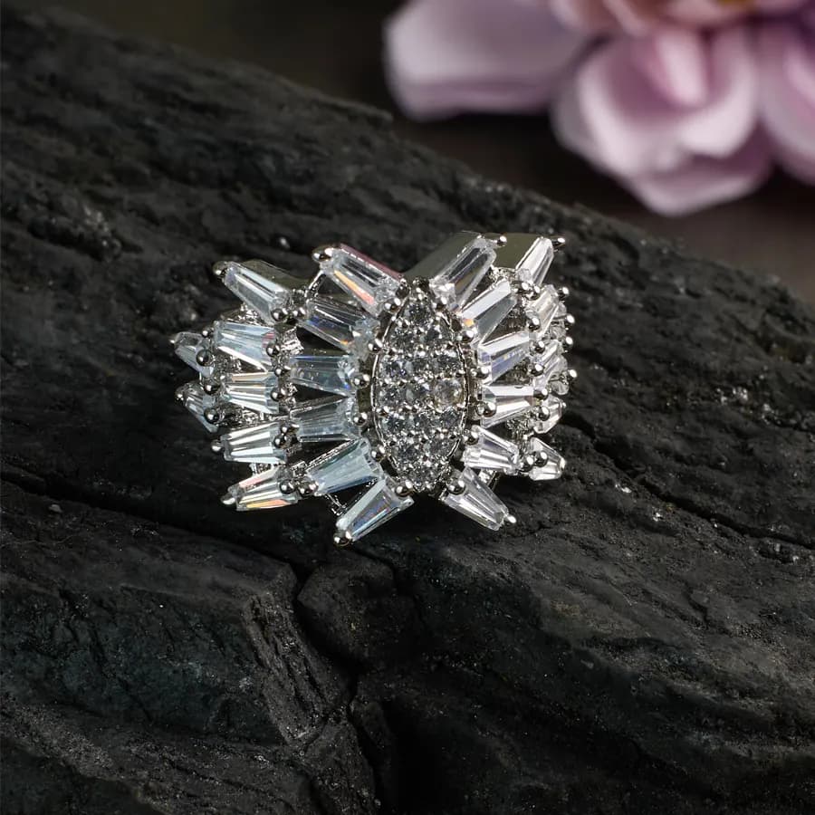 Elegant Baguette Cubic Zirconia Ring