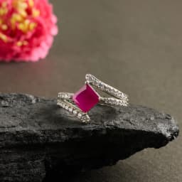 Radiant Ruby Square Ring 1