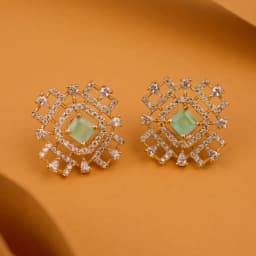 Chic Turquoise Square Studs with CZ Detail 1
