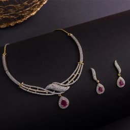 Crimson Elegance Necklace and Earring Set 1