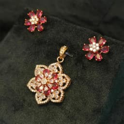 Crimson Petal Pendant and Earring Duo 1