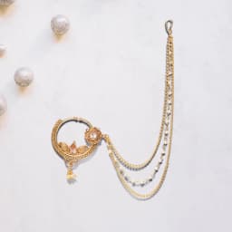 Glamorous Pearl & Chain Bridal Nath 1