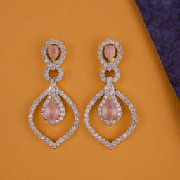 Chic Rose Quartz Dangle Earrings 1