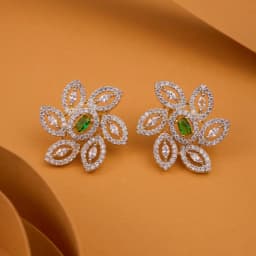 Emerald Blossom Elegance Studs 1