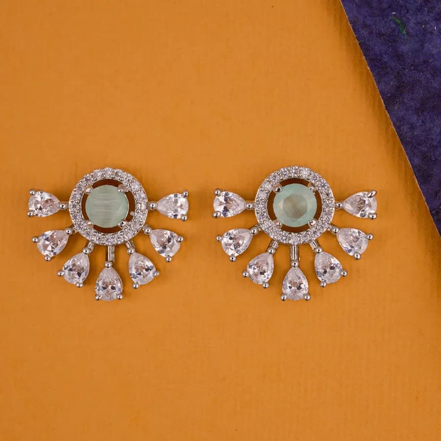 Chic Turquoise Crescent Sparkler Earrings