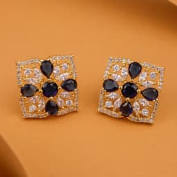 Azure Blossom Square Studs 1