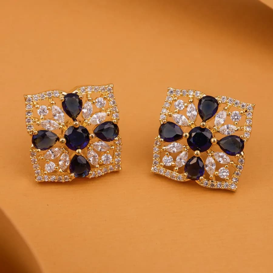 Azure Blossom Square Studs