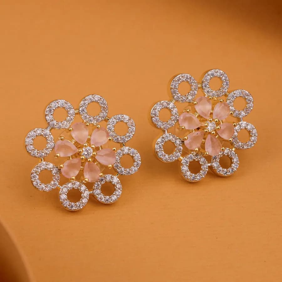 Elegant Floral Gold Studs