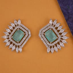 Sophisticated Aqua Stone Studs 1