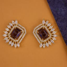 Sophisticated Amethyst Leaf Studs 1