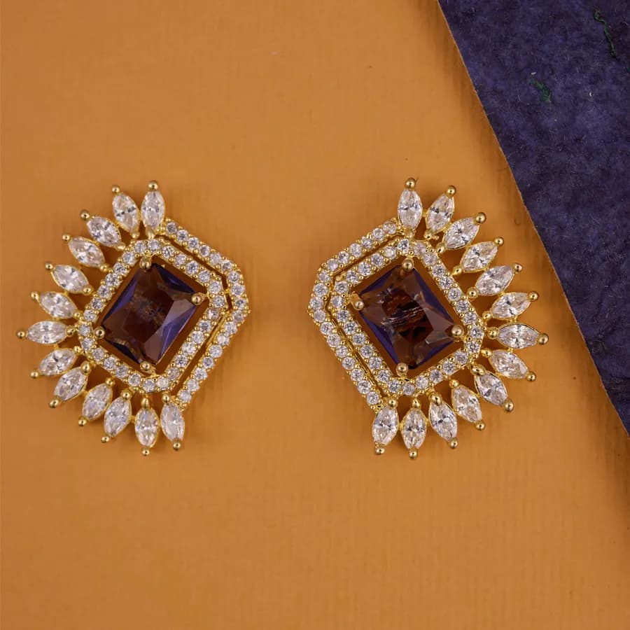 Sophisticated Amethyst Leaf Studs