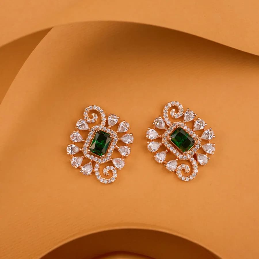 Regal Green Halo Earrings
