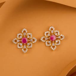 Elegant Ruby Geometric Studs 1