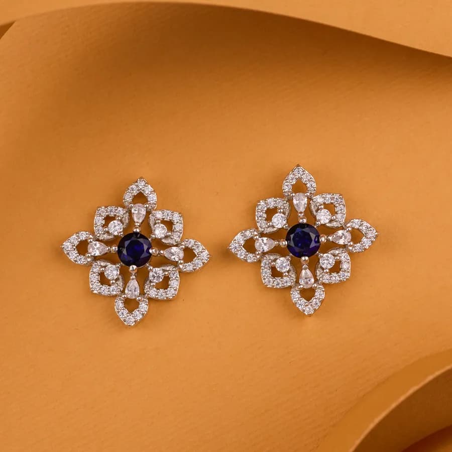 Sophisticated Sapphire Geometric Studs