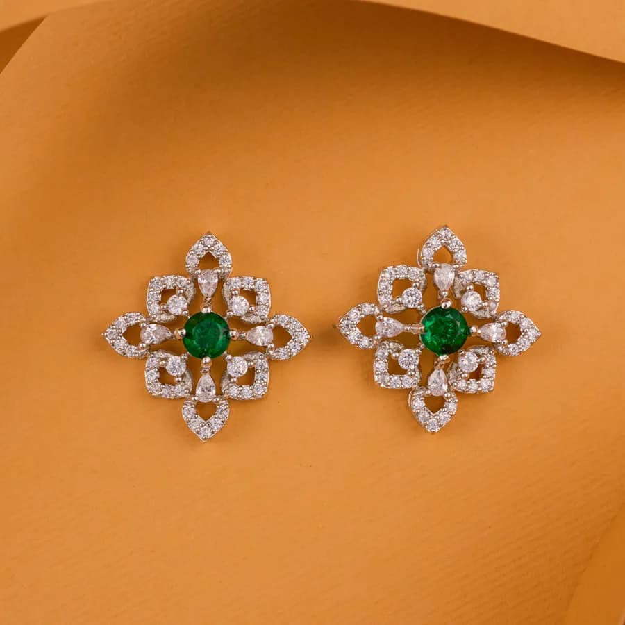 Sophisticated Emerald Geometric Studs