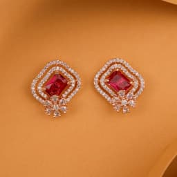 Scarlet Blossom Stud Earrings 1