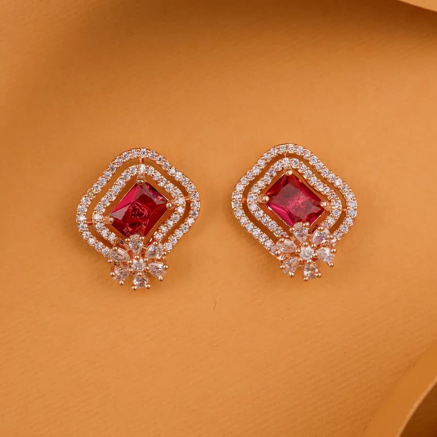 Scarlet Blossom Stud Earrings