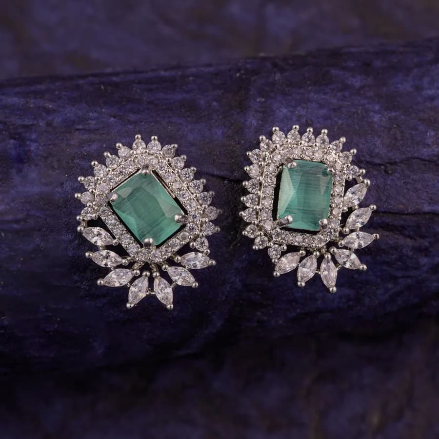 Serene Aqua Halo Studs