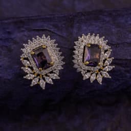 Elegant Amethyst Floral Studs 1