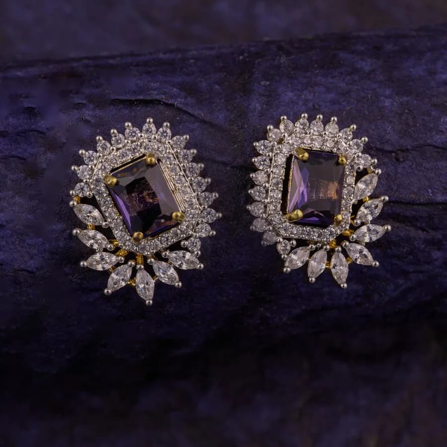 Elegant Amethyst Floral Studs