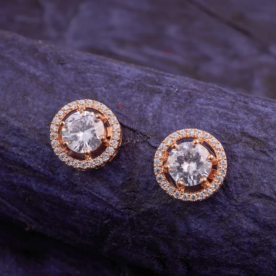Rose Gold Elegance Halo Earrings