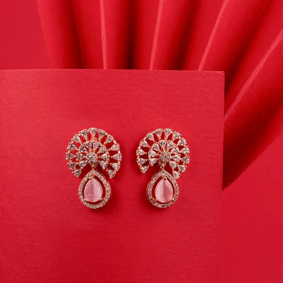 Chic Pink Quartz Dangle Earrings