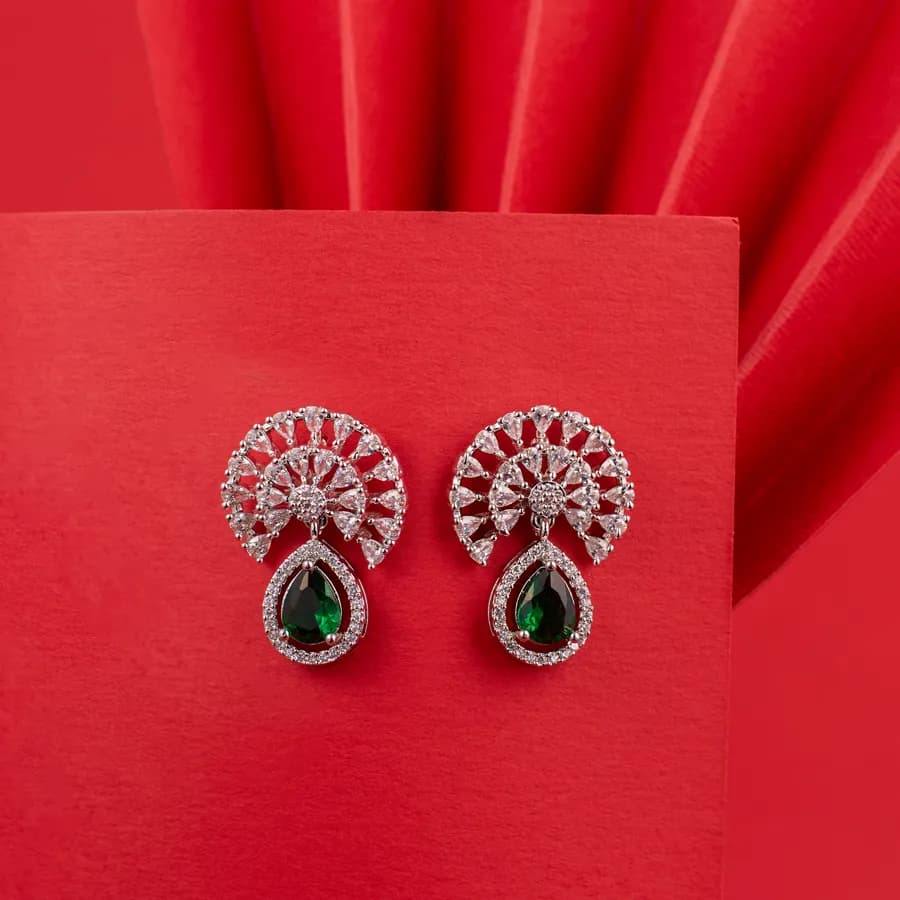 Ethereal Emerald Dangle Earrings by Nimoraa