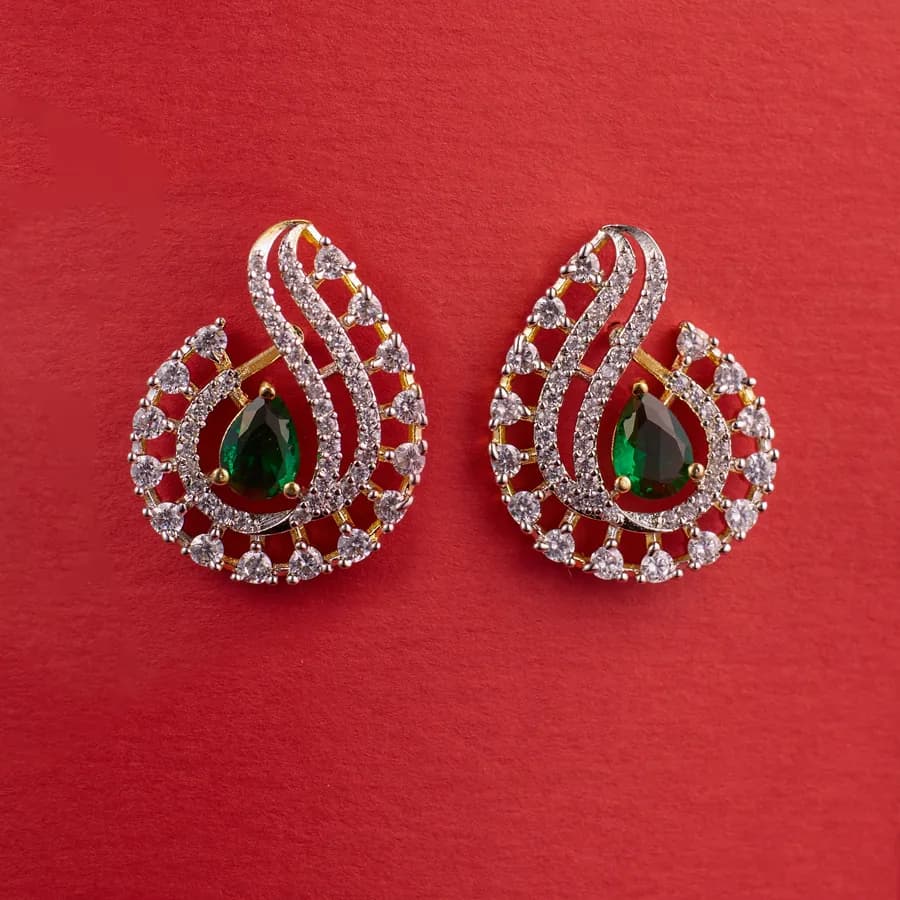 Sophisticated Emerald Twist Earrings