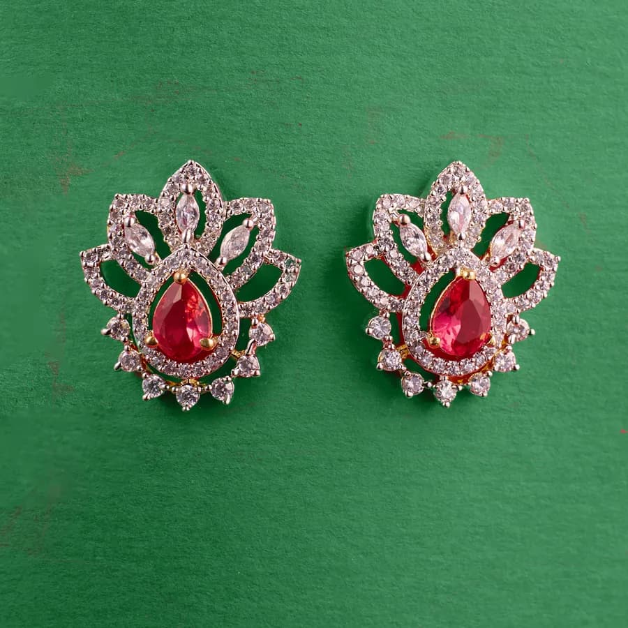 Ruby Lotus Elegance Earrings