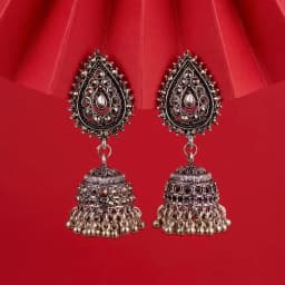 Charming Oxidised Silver Jhumka Earrings 1