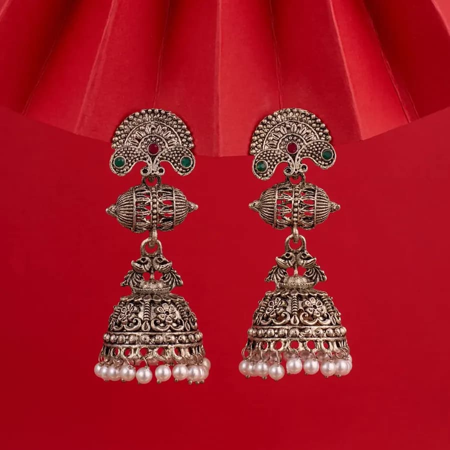Timeless Elegance Oxidised Jhumkas