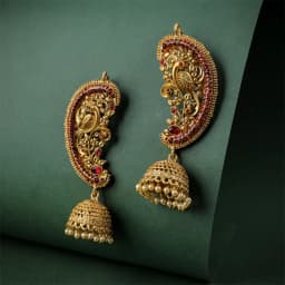 Regal Ruby-Studded Peacock Ear Cuffs 1