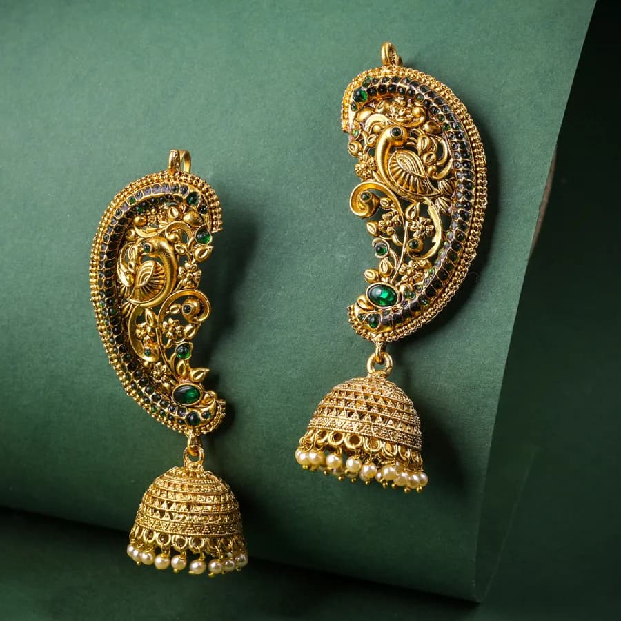 Majestic Peacock Design Earcuff Earrings