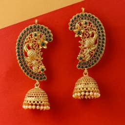 Emerald Elegance Peacock Jhumkas 1
